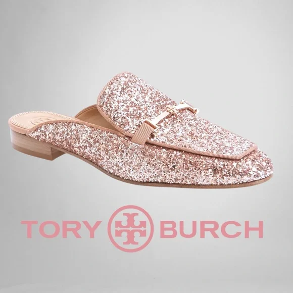 Tory Burch Shoes Try Burch Womens Amelia Rose Gold Glitter